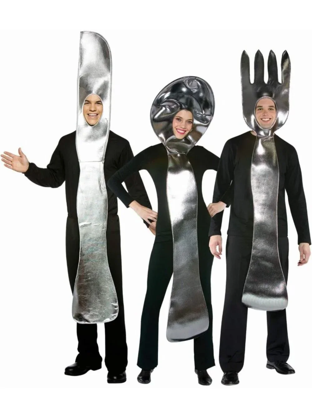 3 Pack Utensil Costume Set - Silver Knife, Fork & Spoon for Halloween Couples